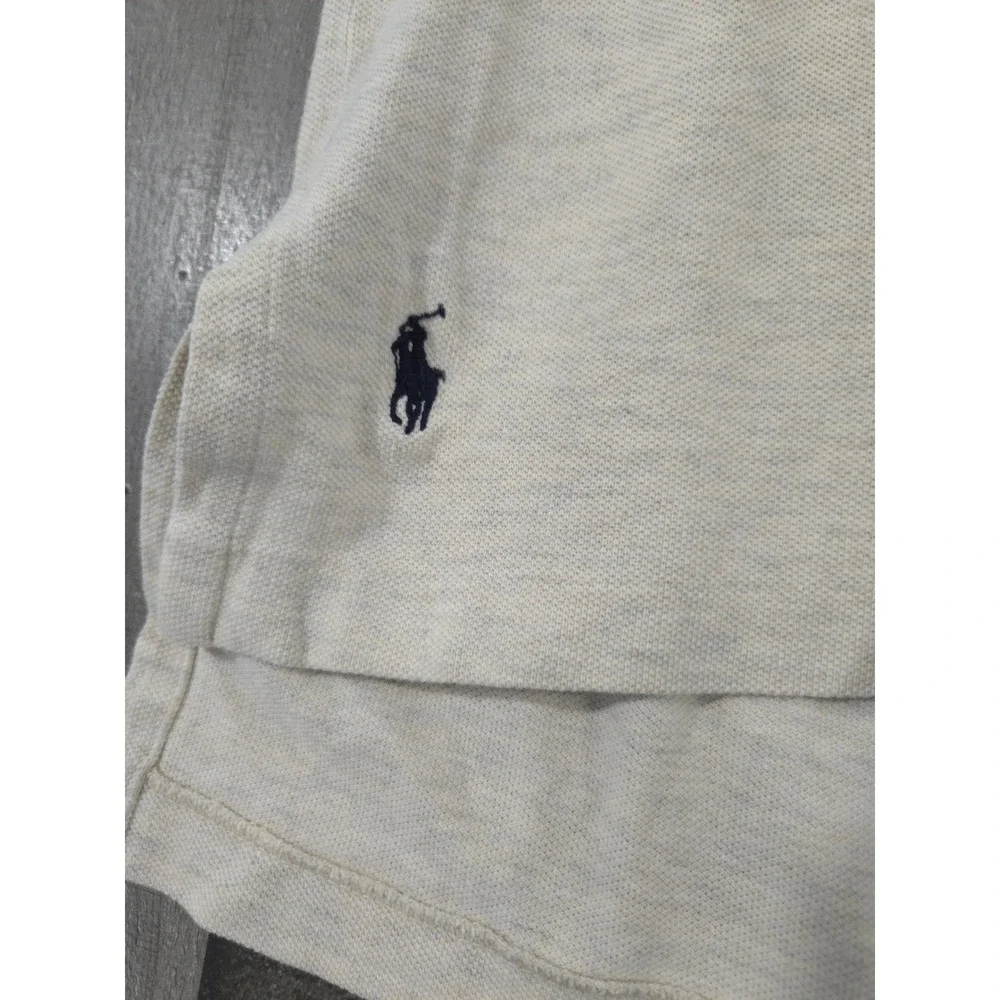 Polo Ralph Lauren 90s Big Fit Knit Polo Shirt Mens S Beige Oatmeal Pocket